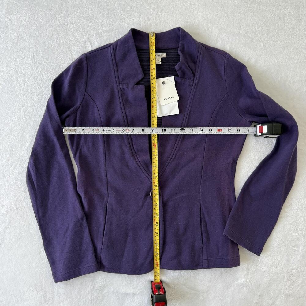 Caslon Knit Blazer Jacket Womens Medium Purple Cotton One Button Casual - Picture 7 of 10